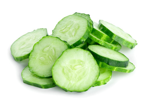 Fresh slice cucumber on white background