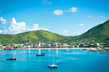 Fotobehang Prachtig panorama van Philipsburg, Saint Martin, Caribbean Islan © MF