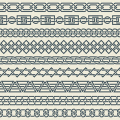 Set of seamless vintage borders in the form of celtic ornament