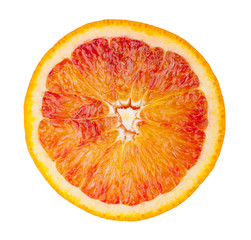 Slice of blood red ripe orange