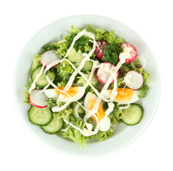 Fresh mixed salad with eggs, salad leaves and other vegetables,