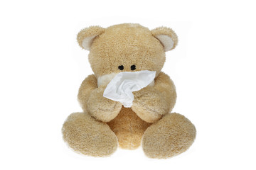 ours en peluche se mouchant