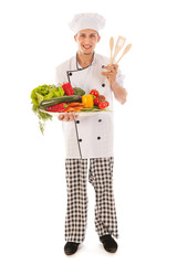 Cook with assortment fresh vegetables