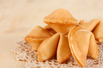 Fortune cookies on wooden table