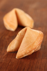 Fortune cookies on wooden table
