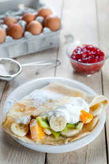 Sweet pancake with fruits