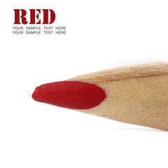Red color pencil tip on white background