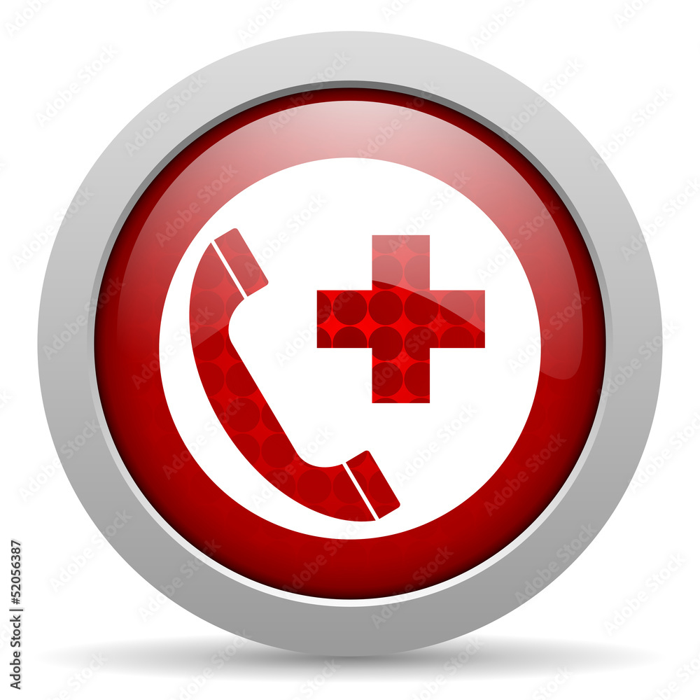 Poster emergency call red circle web glossy icon