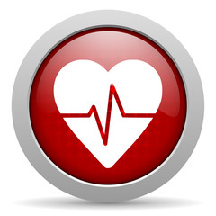 cardiogram red circle web glossy icon