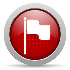 flag red circle web glossy icon