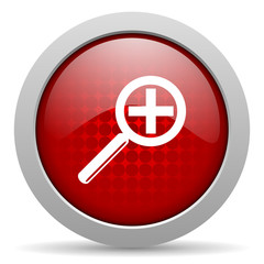 magnification red circle web glossy icon