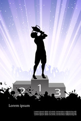 silhouette of the champion on a pedestal