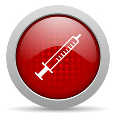 syringe red circle web glossy icon