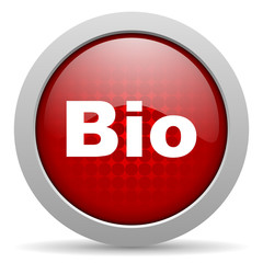 bio red circle web glossy icon
