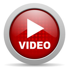 video red circle web glossy icon