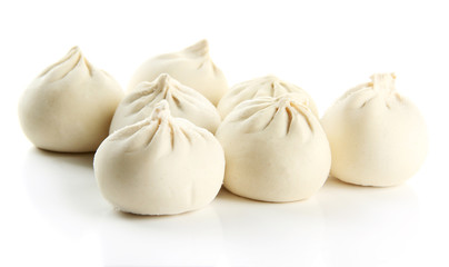 Raw khinkali, isolated on white