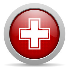 Obraz premium pharmacy red circle web glossy icon