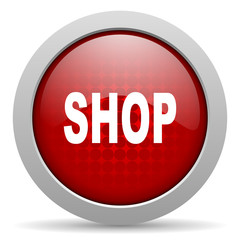 shop red circle web glossy icon