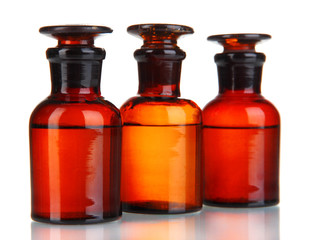 Medicine bottles isolated on white
