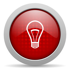 light bulb red circle web glossy icon