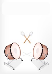 Two Beautiful Classical Bass Drum on White Background