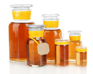 Medicine bottles isolated on white
