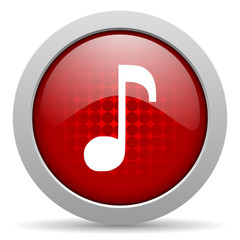 music red circle web glossy icon