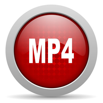 mp4 red circle web glossy icon