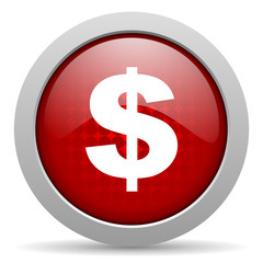 Obraz premium us dollar red circle web glossy icon