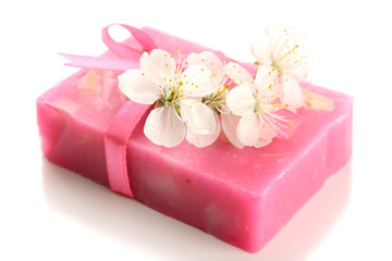 Natural handmade soap, isolated on white