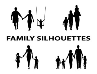 silhouette of family group