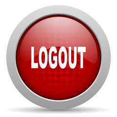 logout red circle web glossy icon