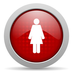 woman red circle web glossy icon