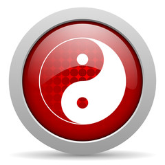 ying yang red circle web glossy icon