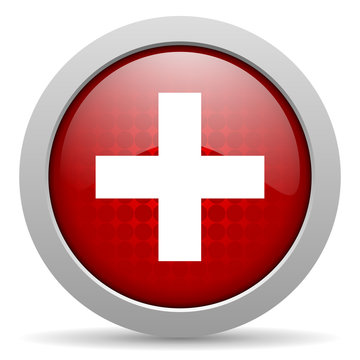 emergency red circle web glossy icon