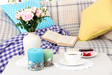 Close up on trendy modern living room