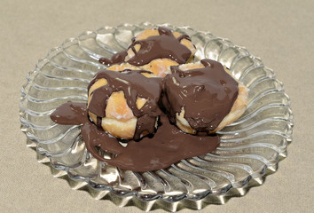 Sweet Pastry with Sugar and Chocolate Icing