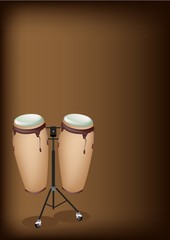 Beautiful Congas with Stand on Dark Brown Background