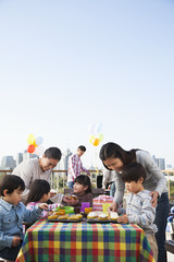 Birthday part, multi-generation family 