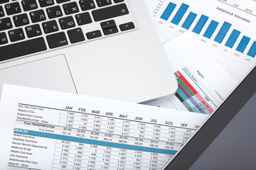 Financial papers, computer and office supplies