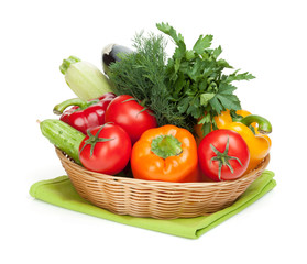 Fresh ripe vegetables in basket