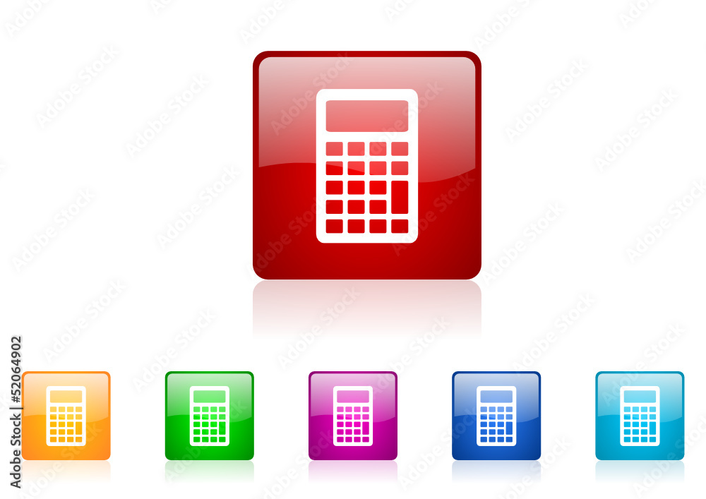 Aufkleber calculator vector glossy web icon set
