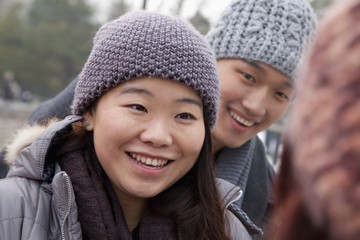 Young Friends Outside in Winter