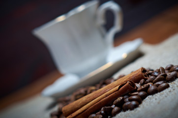 Coffee cup with cinnamon