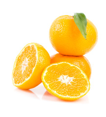 Fototapeta na wymiar Ripe tasty tangerines isolated on white