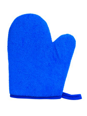 blue oven glove mitt white background