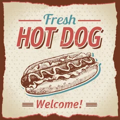 Stickers pour porte Poster vintage Fond de hot-dogs vintage