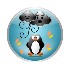 Wind button with penguin - weather collection