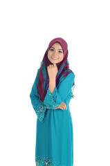 Young Muslim woman in head scarf with modern clothes