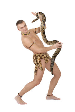 Man With Boa Snake